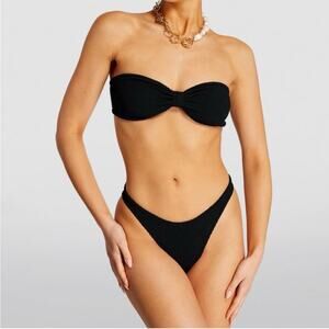Hunza G Jean Black Bandeau Scrunch Bikini Set OS